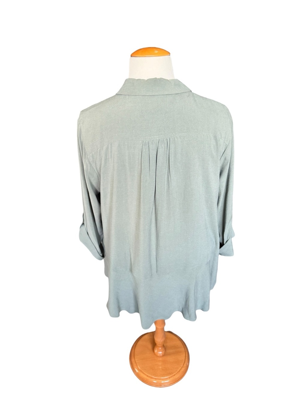 Soft Surroundings Bijalee Tunic Top 3X Green Boho Luxe Roll Tab Blouse NWT - Picture 2 of 6